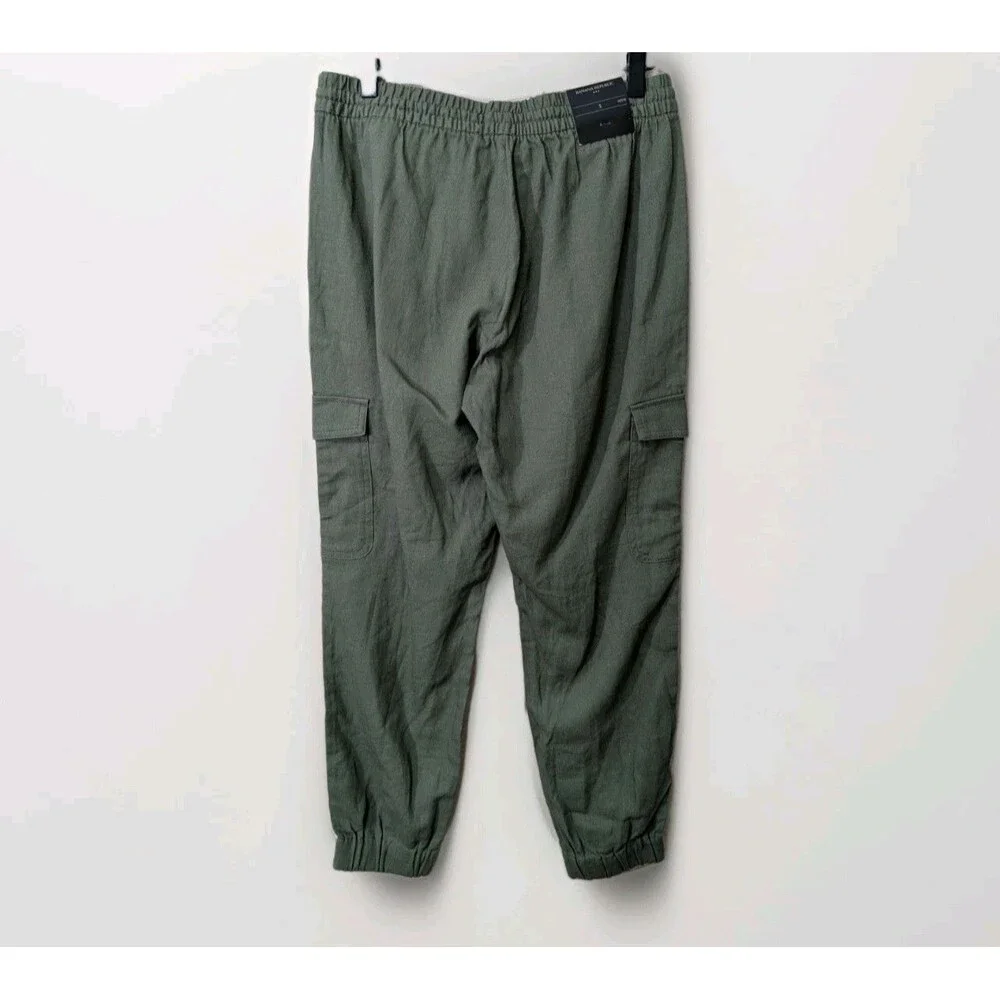 Banana Republic Pants Womens Petite S Green Linen Cargo Jogger Pull On Casual